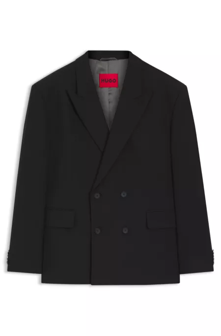 Double-breasted suit jacket in wool-blend twill