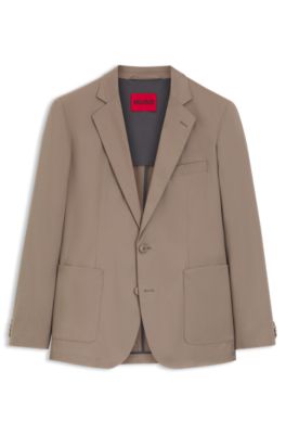 Slim-fit jacket in stretch cotton, Light Brown