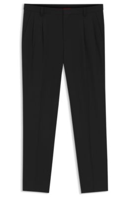 Pantalones extra slim fit en sarga de mezcla de lana, Negro