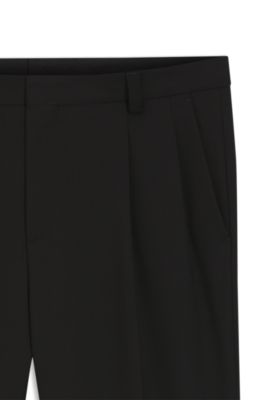 Pantalones extra slim fit en sarga de mezcla de lana, Negro