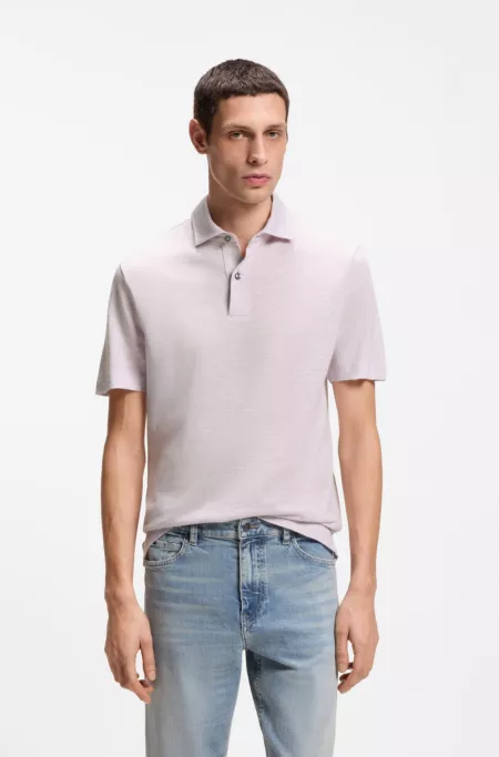 Regular-fit polo shirt in cotton and linen