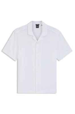 Regular-fit shirt in cotton and linen, White