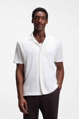 Regular-fit shirt in cotton and linen, White