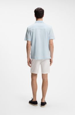 Regular-fit shirt in cotton and linen, Light Blue