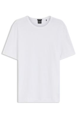 Camiseta regular fit de algod&oacute;n y lino, Blanco