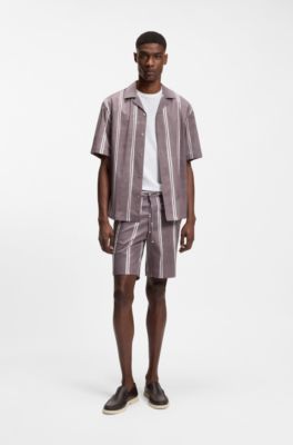 BOSS - Cotton-linen T-shirt in a regular fit - White