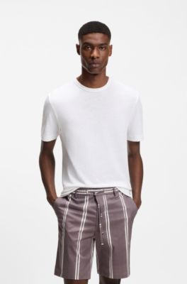 Cotton-linen T-shirt in a regular fit, White