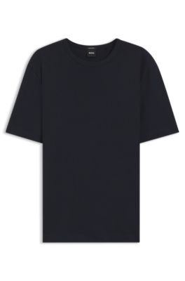 Cotton-linen T-shirt in a regular fit, Dark Blue