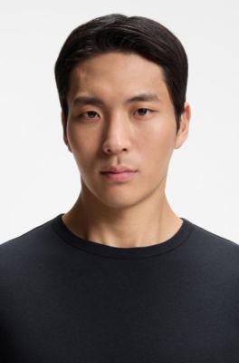 Cotton-linen T-shirt in a regular fit, Dark Blue