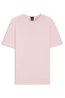 Cotton-linen T-shirt in a regular fit, light pink