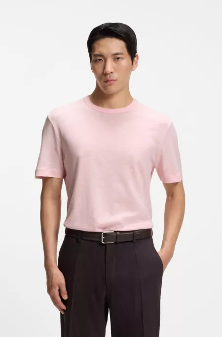 Cotton-linen T-shirt in a regular fit