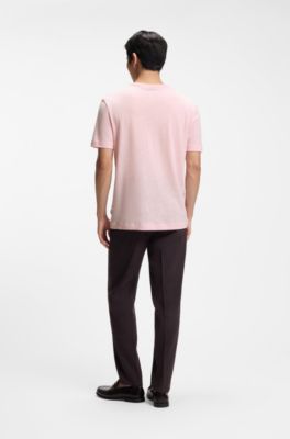Cotton-linen T-shirt in a regular fit, light pink