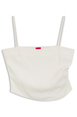 Gathered bandeau top with straps, White