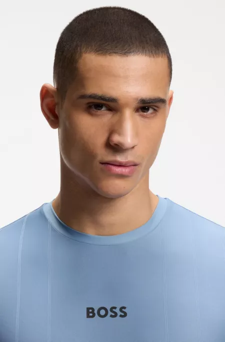 Active Jacquard-stripe slim-fit T-shirt with logo print