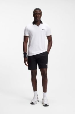 Active Polo slim fit con detalles de rayas de la marca, Blanco
