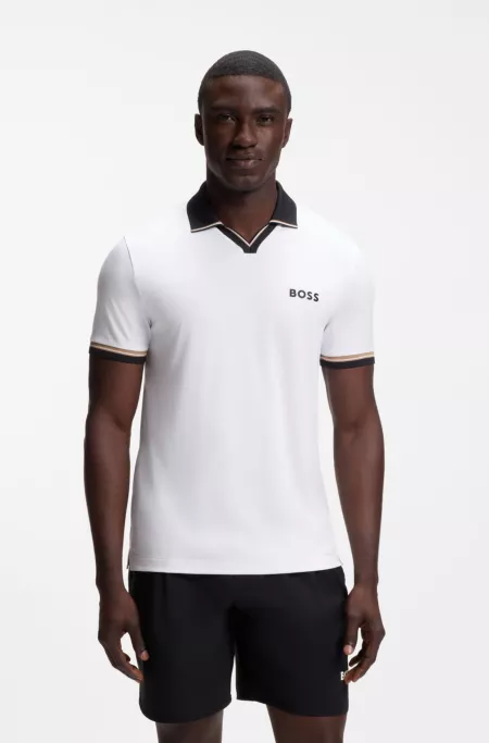 Active slim-fit polo shirt with signature-stripe details