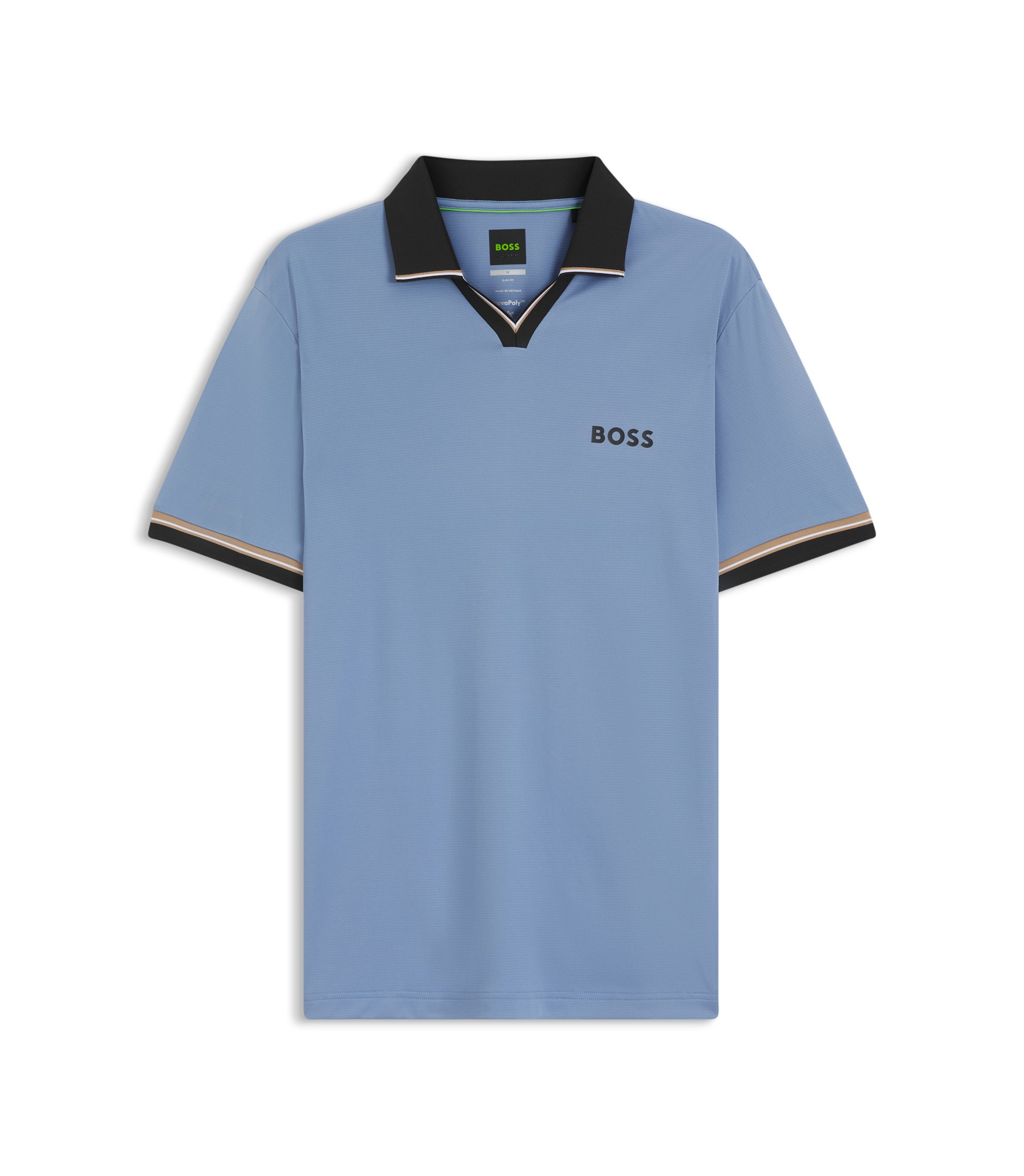 洋楽 The Bossplayas BOSS - Active slim-fit polo shirt with signature-stripe details