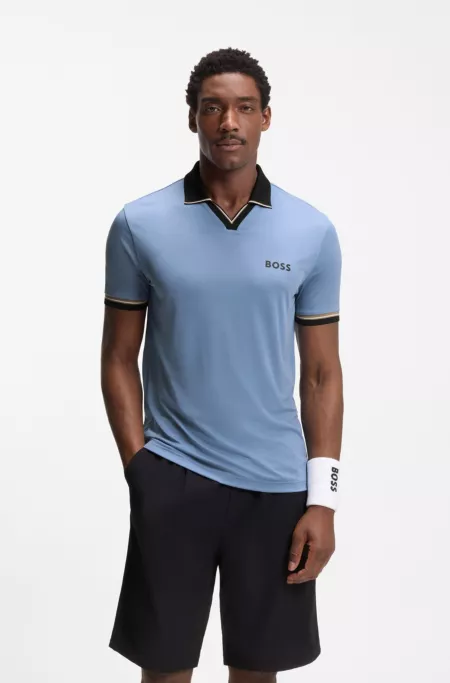 Active slim-fit polo shirt with signature-stripe details