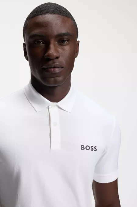 Active Stripe-jersey slim-fit polo shirt with four-way stretch