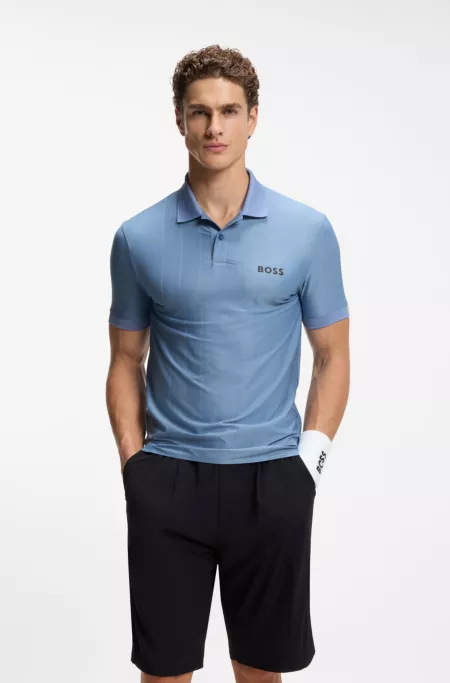 Active Stripe-jersey slim-fit polo shirt with four-way stretch