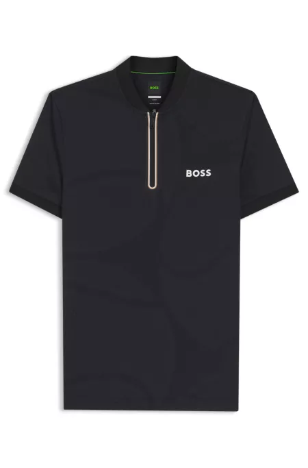 Bodymapping-jersey slim-fit polo shirt with zip neck