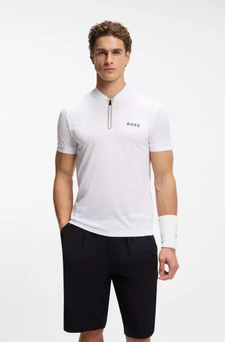 Bodymapping-jersey slim-fit polo shirt with zip neck