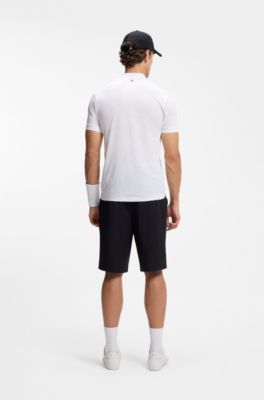 Polo slim fit en punto con detalles anat&oacute;micos y cuello con cremallera, Blanco