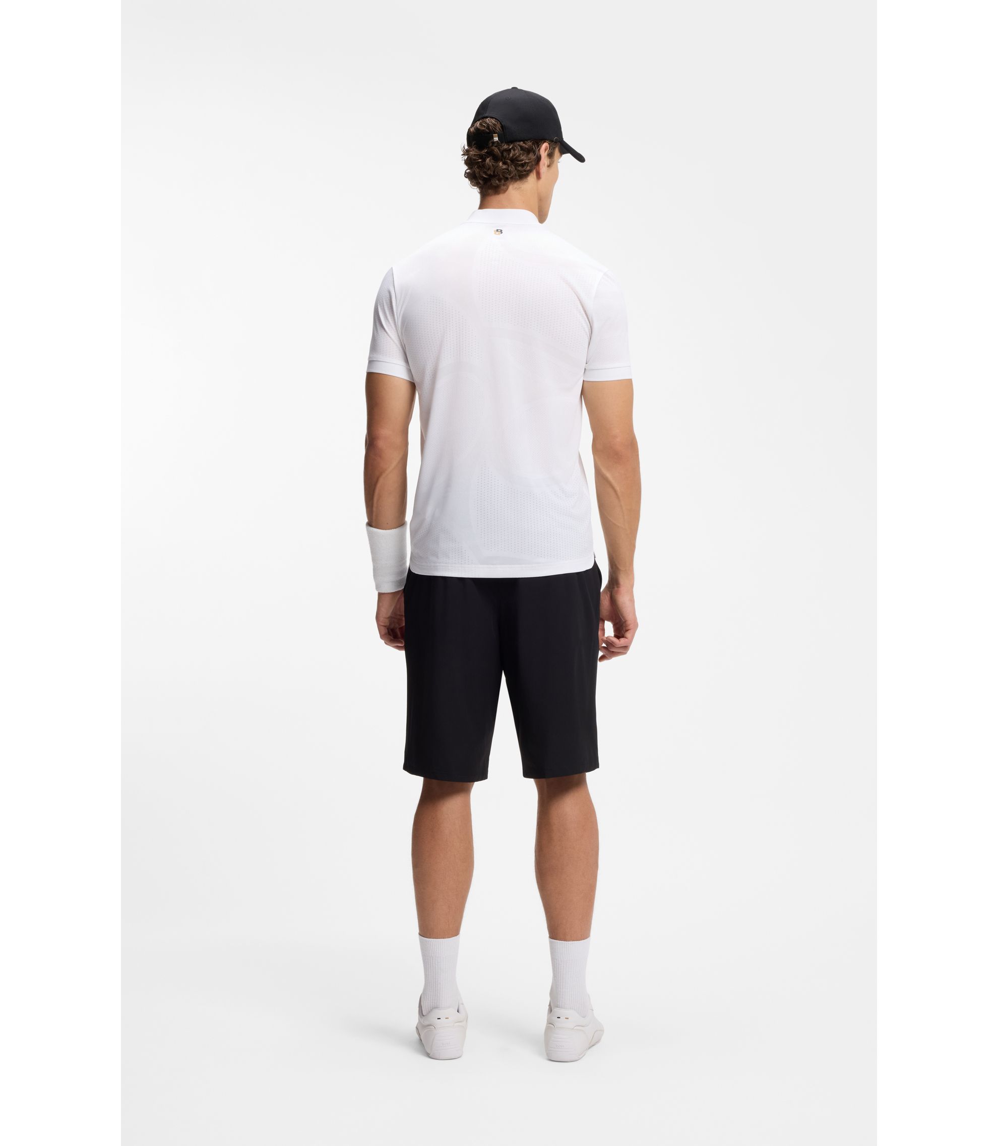 BOSS - Bodymapping-jersey slim-fit polo shirt with zip neck - White