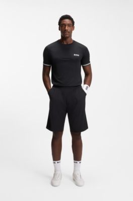 Active slim-fit T-shirt with tennis-ball embossing, Black