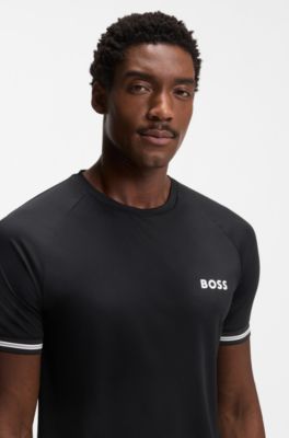 Active Camiseta slim fit con grabado de pelota de tenis, Negro