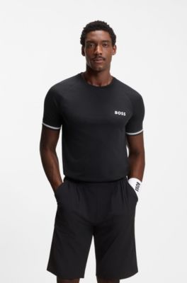 Active T-shirt Slim avec motif de balle de tennis en gaufrage, Noir