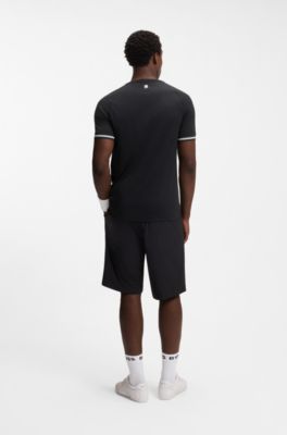 T-shirt Slim Actif avec motif de balle de tennis en gaufrage, Noir