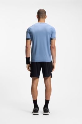 Active Camiseta slim fit con grabado de pelota de tenis, Celeste