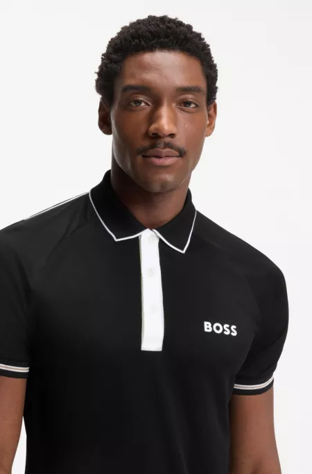 Active slim-fit polo shirt with moisture management