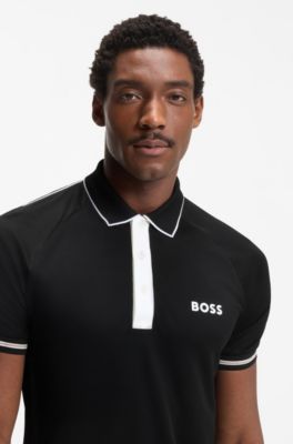 Active Polo slim fit con control de la humedad, Negro