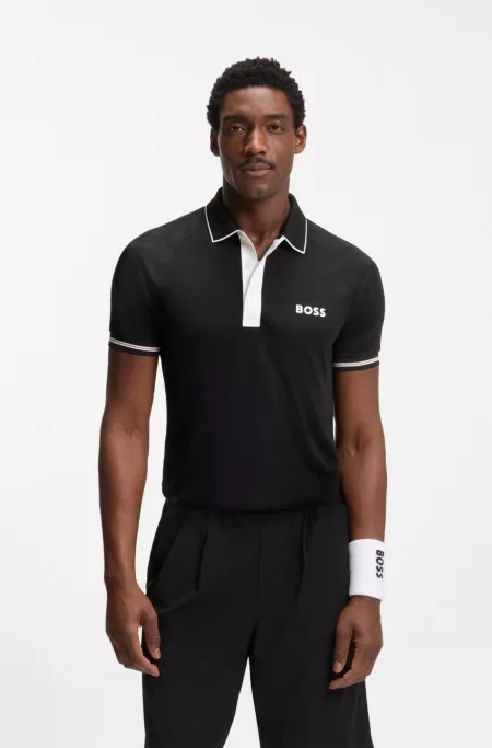 Active slim-fit polo shirt with moisture management