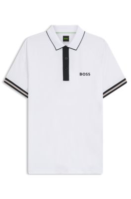 Polo slim fit deportivo con control de la humedad, Blanco