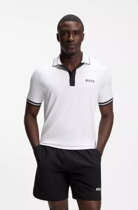 Active slim-fit polo shirt with moisture management