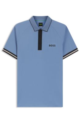 Active slim-fit polo shirt with moisture management, Light Blue