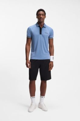 Active slim-fit polo shirt with moisture management, Light Blue