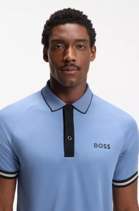 Active slim-fit polo shirt with moisture management