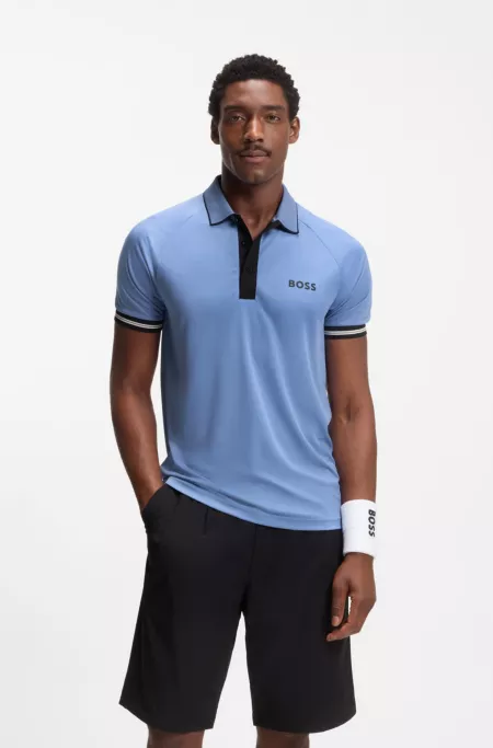 Active slim-fit polo shirt with moisture management