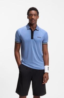 Active slim-fit polo shirt with moisture management, Light Blue