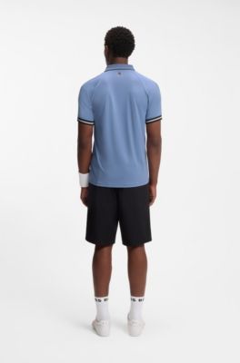 Active slim-fit polo shirt with moisture management, Light Blue
