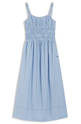 Cotton-poplin dress with vertical stripe, Patterned