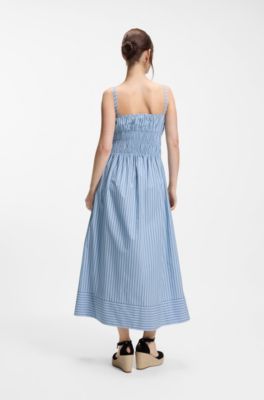 Cotton-poplin dress with vertical stripe, Patterned