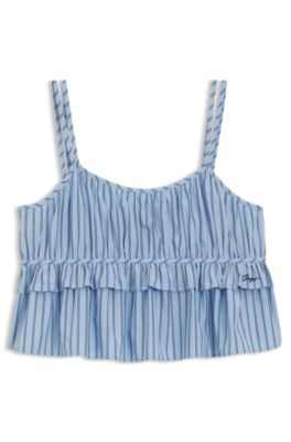 Cotton-poplin top with vertical stripe, Patterned