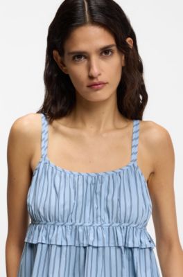 Cotton-poplin top with vertical stripe, Patterned