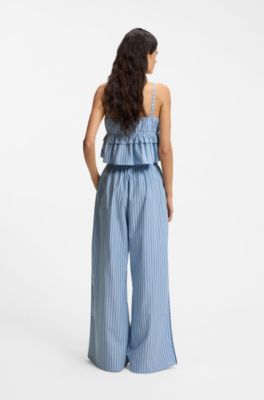 Cotton-poplin top with vertical stripe, Patterned