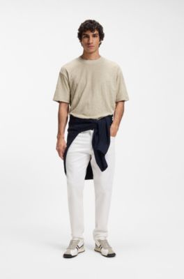 Camiseta de algod&oacute;n con tejido en jacquard floral, Gris claro